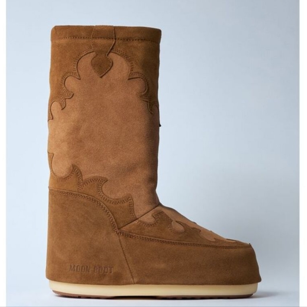 Moon Boot Icon Suede Embroidery Boot Moon Boot Cowboy Snow Boot Cowboy Suede